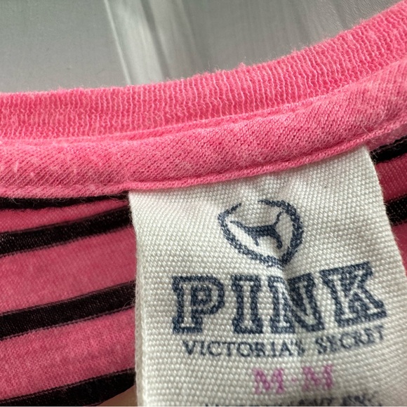 Victorias Secret PINK long sleeve pink black striped top - Picture 4 of 5